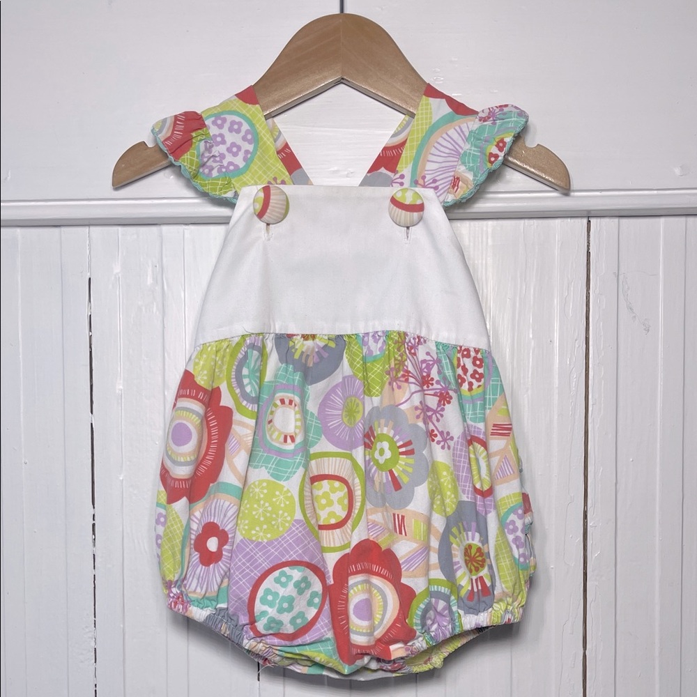 BANANA SPLIT VGUC Colorful Whimsical Floral Ruffle Crossback Sunsuit